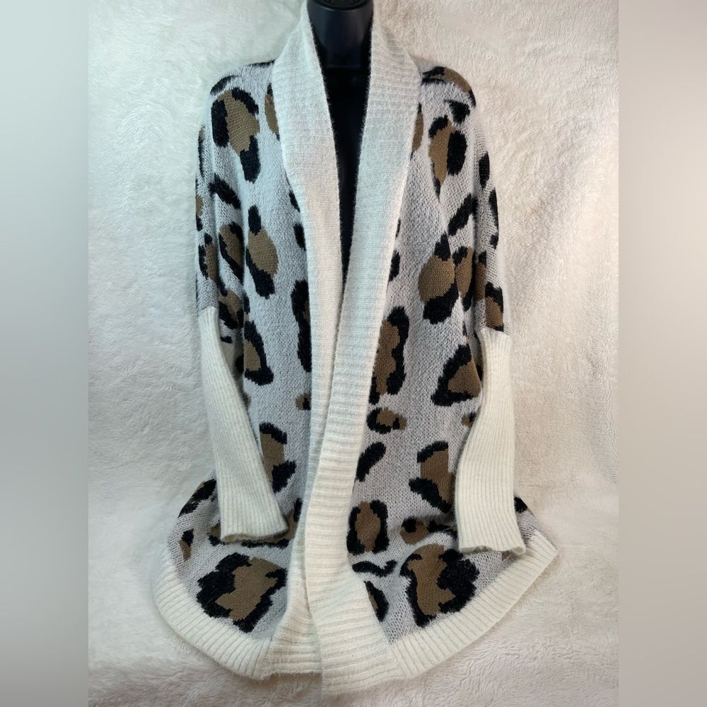 Leopard Print Open Front Cardigan Sweater